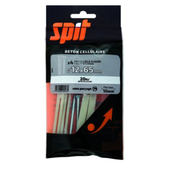 4 chevilles à clouer SQ Ø12x75mm + TF Ø5x60mm - SPIT