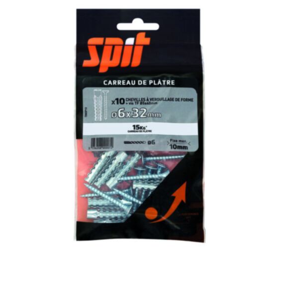 10 chevilles à verrouillage de forme TB Ø6x32mm + vis TF Ø5x40mm - SPIT