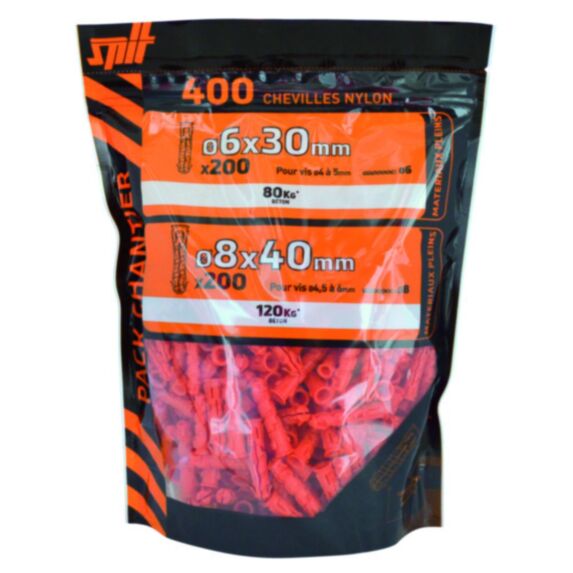 400 chevilles nylon NYL Ø6x30mm + Ø8x40mm - SPIT