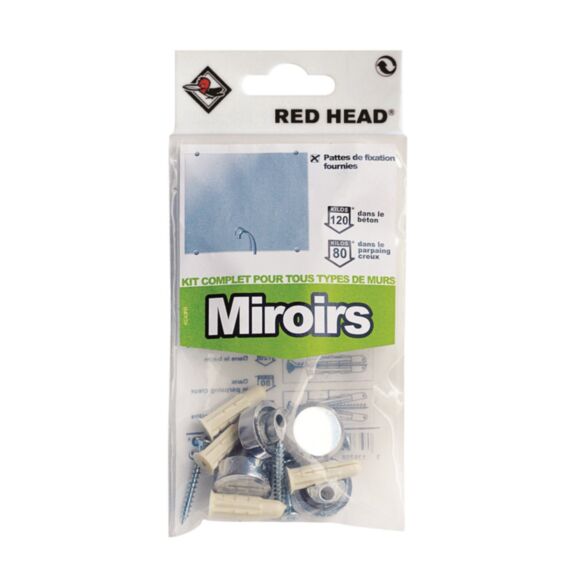 Sachet kit Miroirs grapex Ø6 + vis Ø3.5x30mm + 4 pattes miroir chrome - RED HEAD
