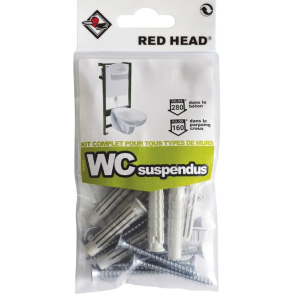 Kit chevilles à verrouillage de forme WC suspendu ∅8 x L.30 mm - RED HEAD