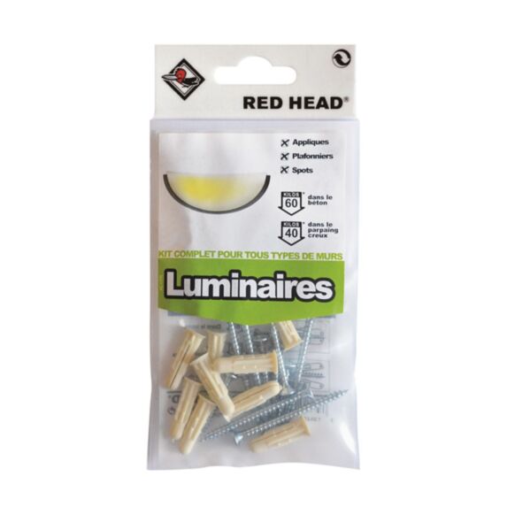 Kit de chevilles fixation Luminaires - RED HEAD