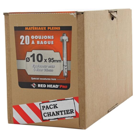 20 goujon ATX Ø10x95mm pour matériaux pleins.