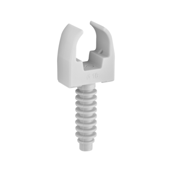 Clips tube + cheville ø 16 mm gris sachet de 100