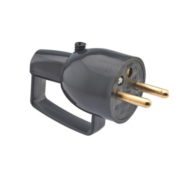 Fiche Mâle à Coiffe avec Anneau 2P+T 16A Sortie Droite Noir - DEBFLEX