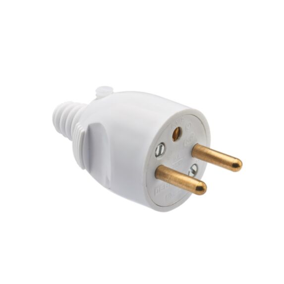 Fiche Mâle à Coiffe 2P+T 16A Sortie Droite Blanc - DEBFLEX