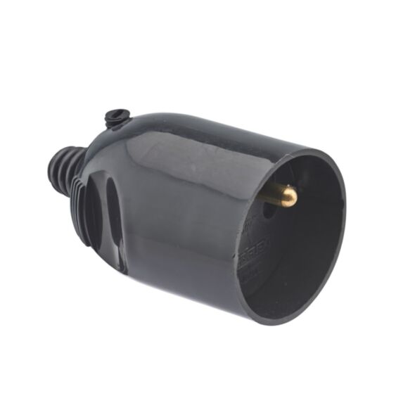Fiche Femelle à Coiffe 2P+T 16A Sortie Droite Noir - DEBFLEX