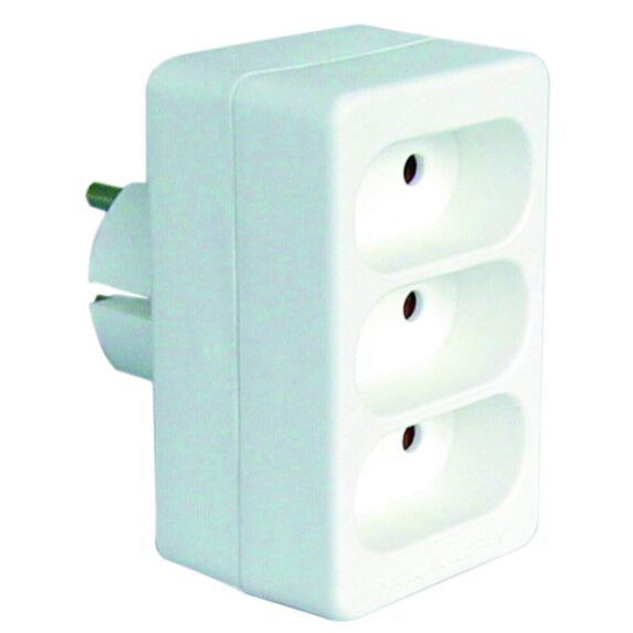 Fiche 3 prises Triplite Façade 2P 6A Blanc - DEBFLEX