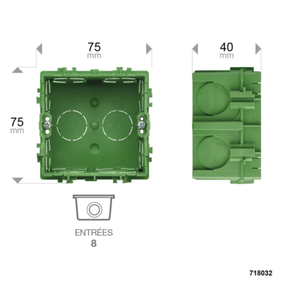 Boîte d'encastrement maçonnerie 1 poste 75x75x40mm - DEBFLEX