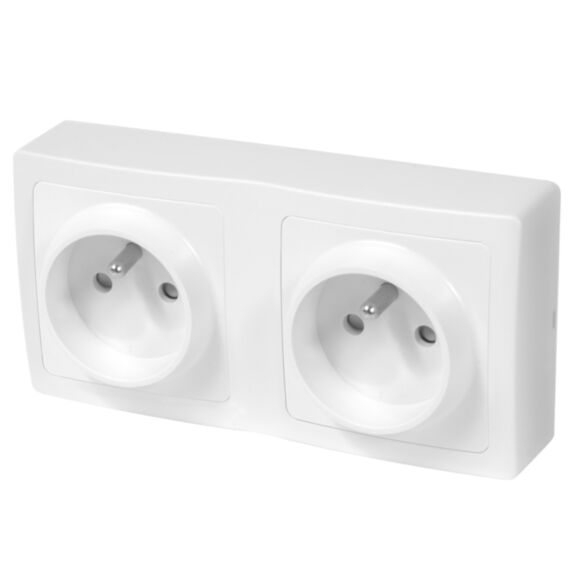 Prise double en saillie 2P+T 16 ampères