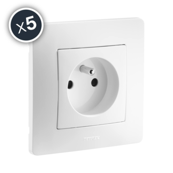 5 prises 2P+T Nora blanc - DEBFLEX