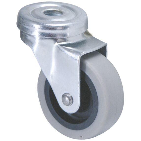 Roulette fonctionnelle à œil pivotante caoutchouc gris Ø50mm - Charge supportée 40 kg - CIME