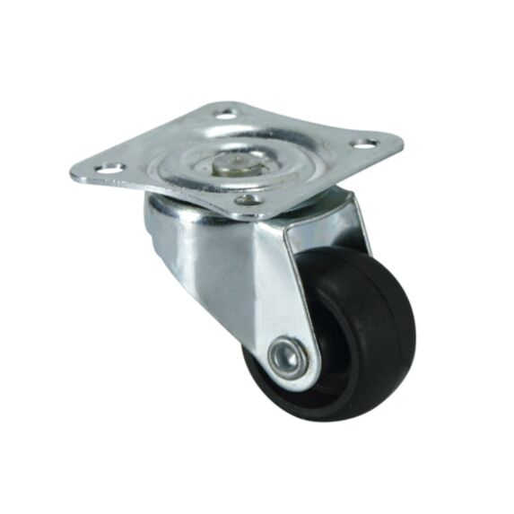 Roulette économique à platine pivotante polypro noir Ø25mm - Charge supportée 12 kg - CIME