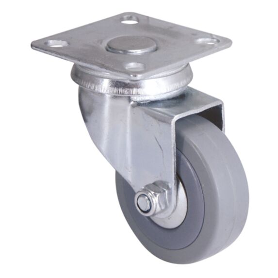 Roulette manutention à platine pivotante caoutchouc gris non tâchant Ø50mm - Charge supportée 40 kg - CIME