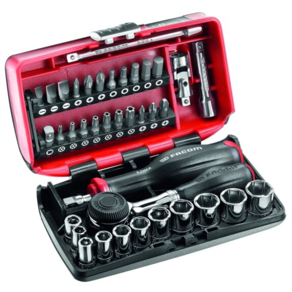 Coffret Serrage Vissage Cliquet + Douilles 1/4 6 pans  38 pces - FACOM