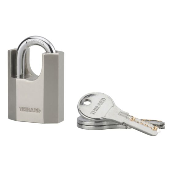 Cadenas + 3 Clés Octo-P Chromé Anse Acier 40mm - THIRARD