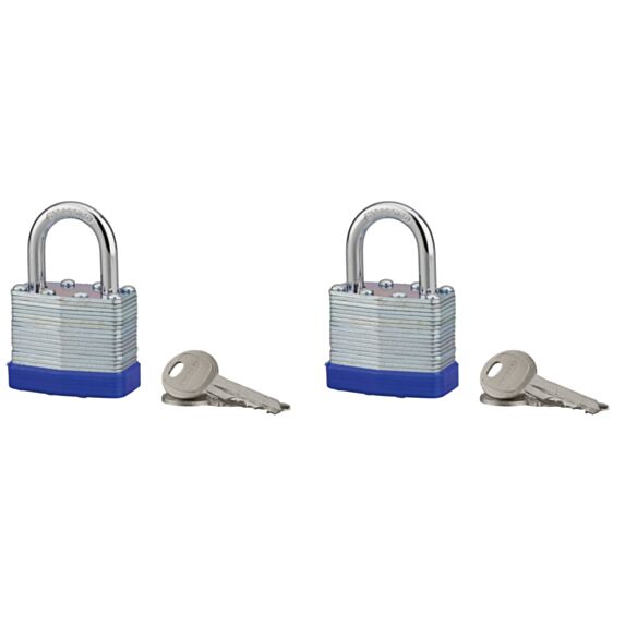 2 Cadenas + 4 Clés Auto Lamelles Zingué 40mm