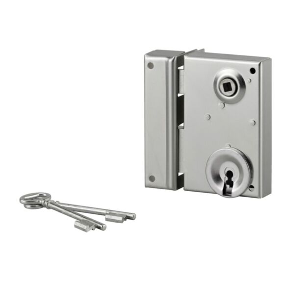 Serrure de grille et portail pêne dormant 1/2 tour zinguée 70x110mm gauche