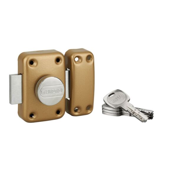 Verrou Transit réversible or cylindre 45mm 4 clés - THIRARD