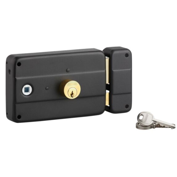 Serrure applique horizontale à double cylindre à fouildroite