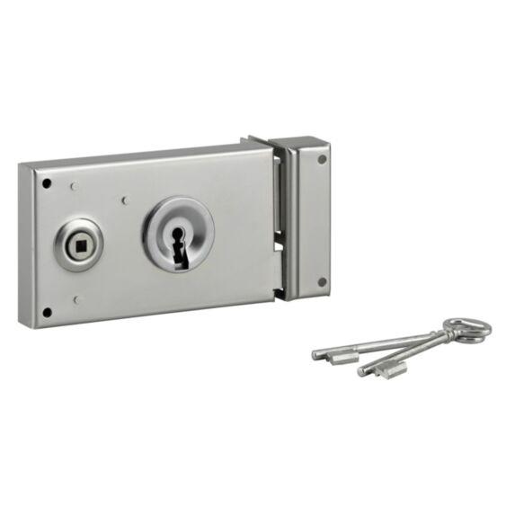 Serrure de grille pêne dormant 1/2 tour zinguée 140x82mm droite - THIRARD