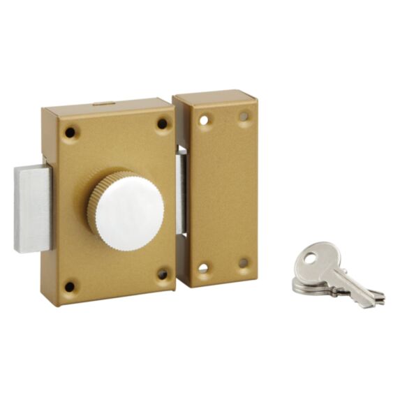 Verrou cambré à bouton et cylindre Ø25x40mm 3 clés - 1ER