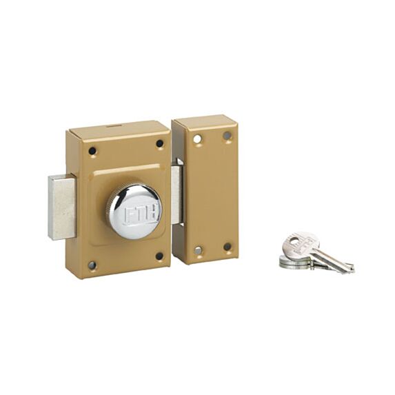 Verrou étendard bouton et cylindre 45mm 3cl verni - THIRARD