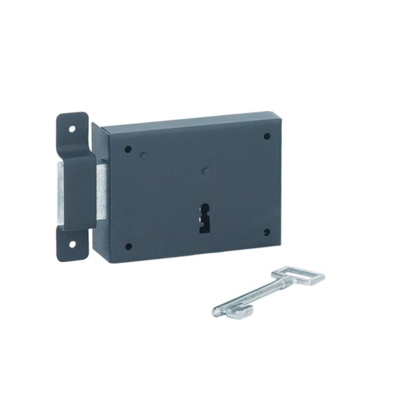 Serrure applique horizontale pêne dormant 110x80mm gauche 1 clé polie époxy noir granité - THIRARD