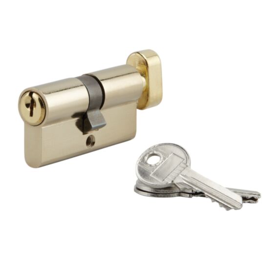 Cylindre profilé européen à bouton 5 goupilles doré 30x30mm 3 clés - 1ER