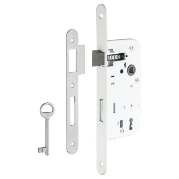 Serrure pêne dormant 1/2 tour blanche axe 50mm