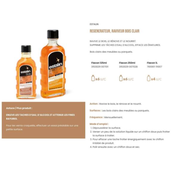 Régénérateur bois clair 250ml - ESTALIN