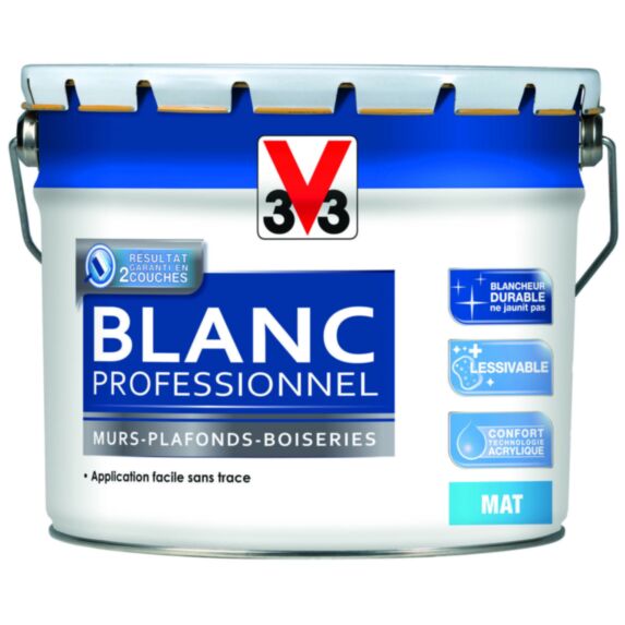 Peinture acrylique Blanc Professionnel mat 10L 