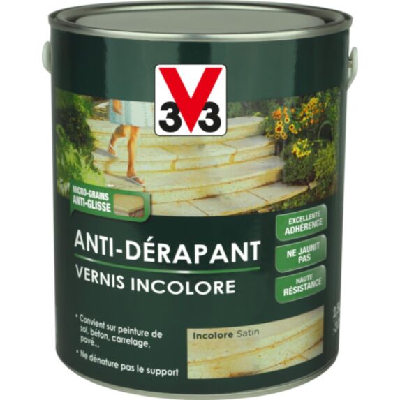 Vernis incolore antidérapant 2,5L pour sol extérieur - V33