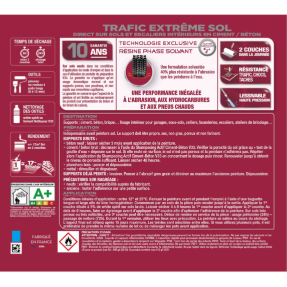 Peinture sol trafic extrême satin 0,5LGris clair - V33