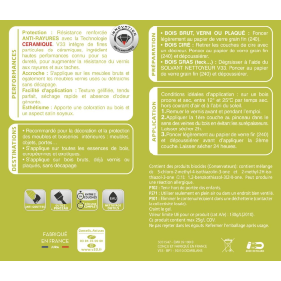 Vernis Meuble/Bois Satin CHENE DORE 0,25L