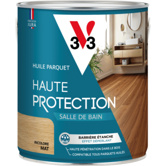 Huile parquet haute protection salle de bain mat incolore 2,5 L - V33