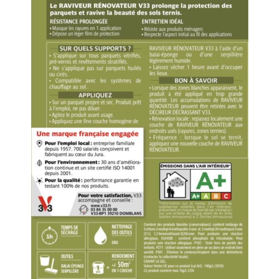 polish rénovateur parquets & stratifiés incolore brillant 1 l  - V33