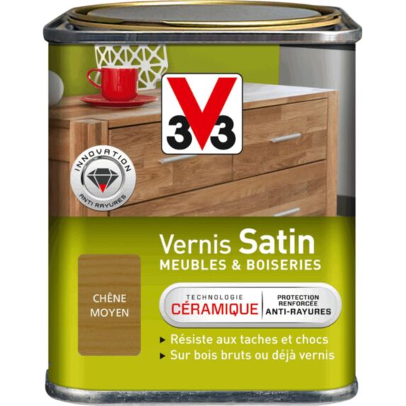 Vernis meubles & boiseries satin chêne moyen 0,25 L - V33