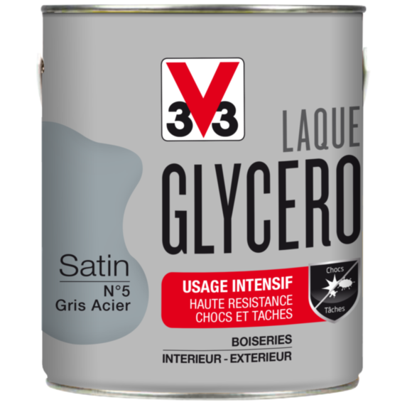 Laque glycero satin 2L gris acier - V33