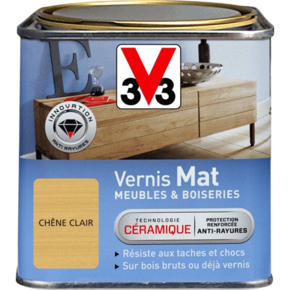Vernis brillant meubles & boiseries mat chêne clair 0,5 L - V33