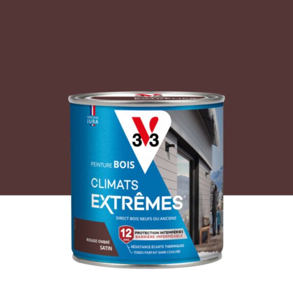 Peinture bois climats extrêmes satin rouge ombré 0.5 L - V33