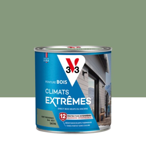 Peinture Bois Climats Extrêmes - satin vert Provence - RAL 6021 0.5 L