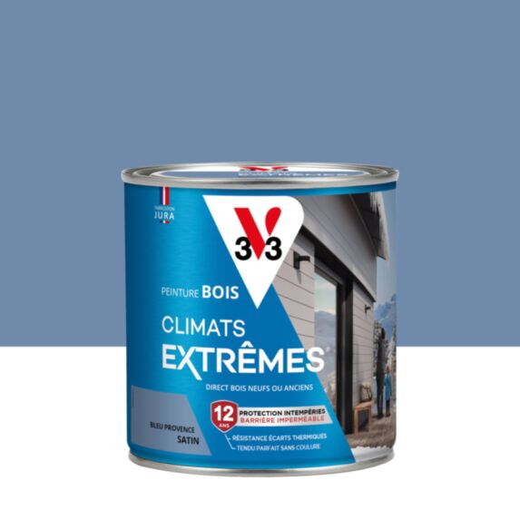 Peinture Bois Climats Extrêmes Bleu Provence satin 0,5 L - V33
