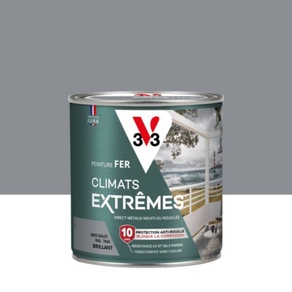 Peinture Fer Climats Extrêmes Brillant Gris Galet 0,5 L
