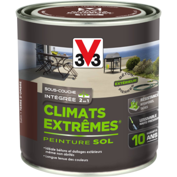 Peinture Sols Extérieurs Climats Extrêmes Satin Terre d'ombre 0.5 L - V33