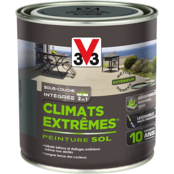 Peinture Sols Extérieurs Climats Extrêmes Satin Carbone 0.5 L - V33