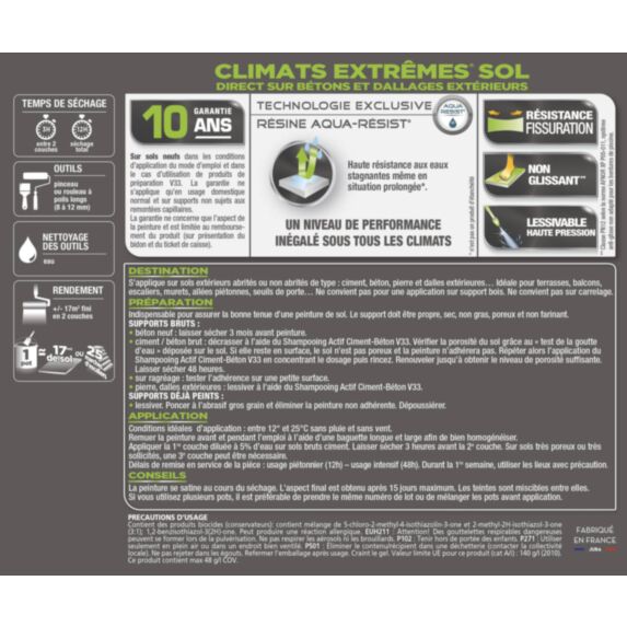 Peinture Sols Extérieurs Climats Extrêmes Satin Jaune 0.5 L - V33