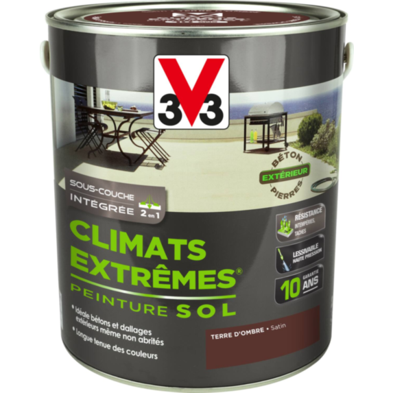 Peinture Sols Extérieurs Climats Extrêmes Satin Terre d'Ombre 2.5 L - V33