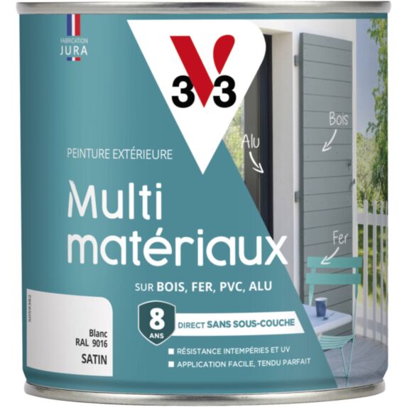 Peinture multisupport direct protect satin 0,5L blanc - V33