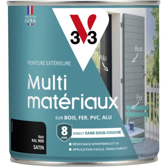 Peinture multi-supports direct protect satin 0.5L noir - V33